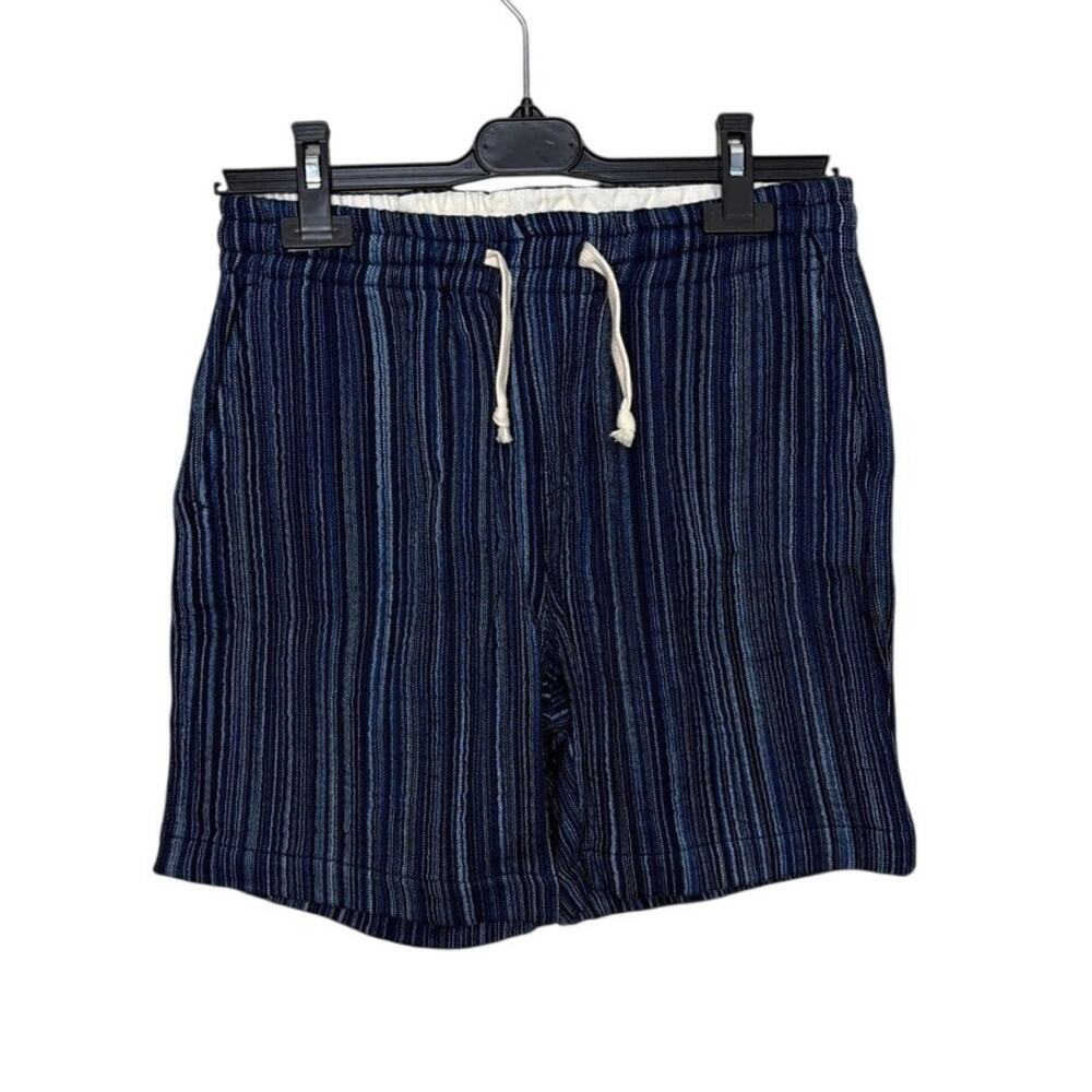 Gustin 77 Kasuri Sashiko Indigo Striped Denim Chino Shorts Men Size Medium